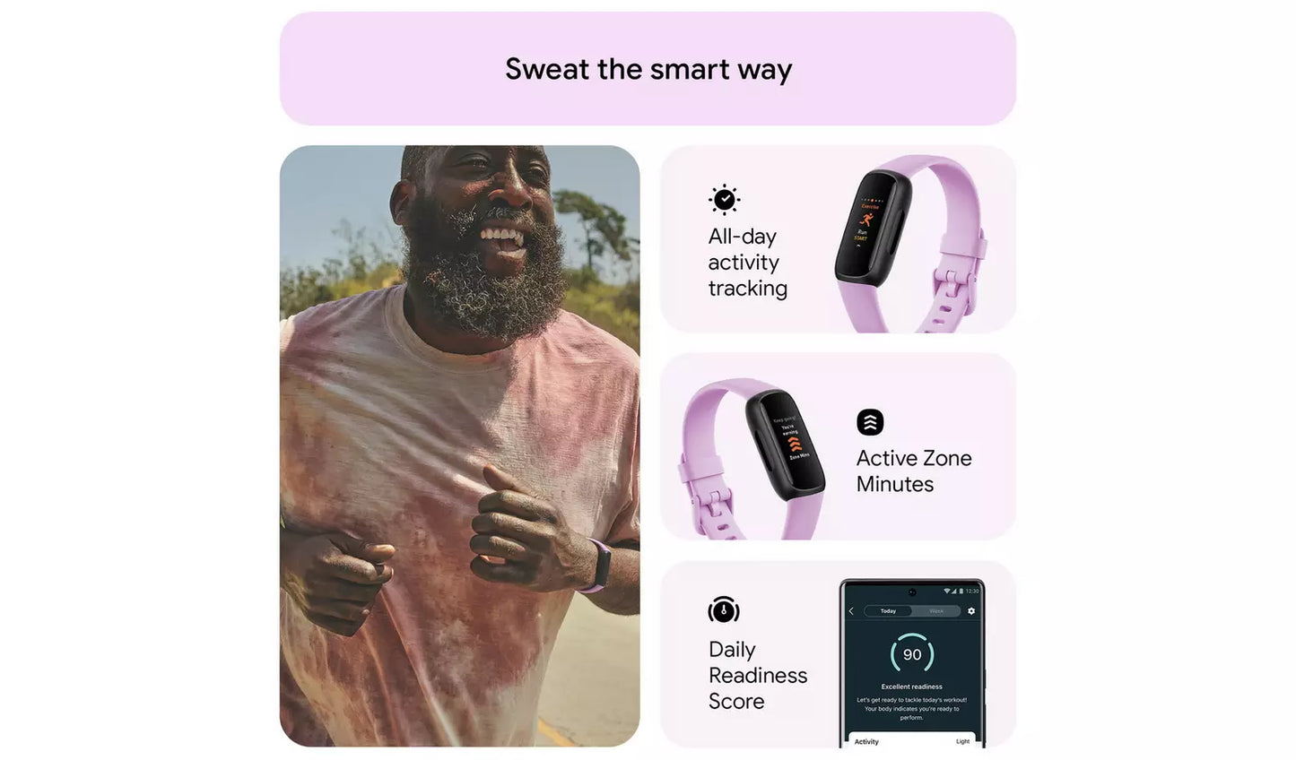 Fitbit Inspire 3 Fitness Tracker – Lilac (New) Google