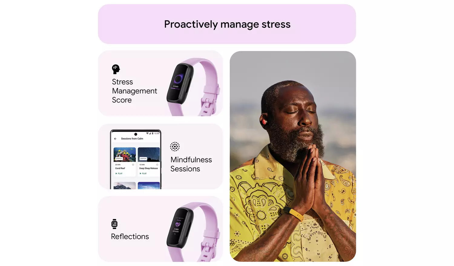 Fitbit Inspire 3 Fitness Tracker – Lilac (New) Google