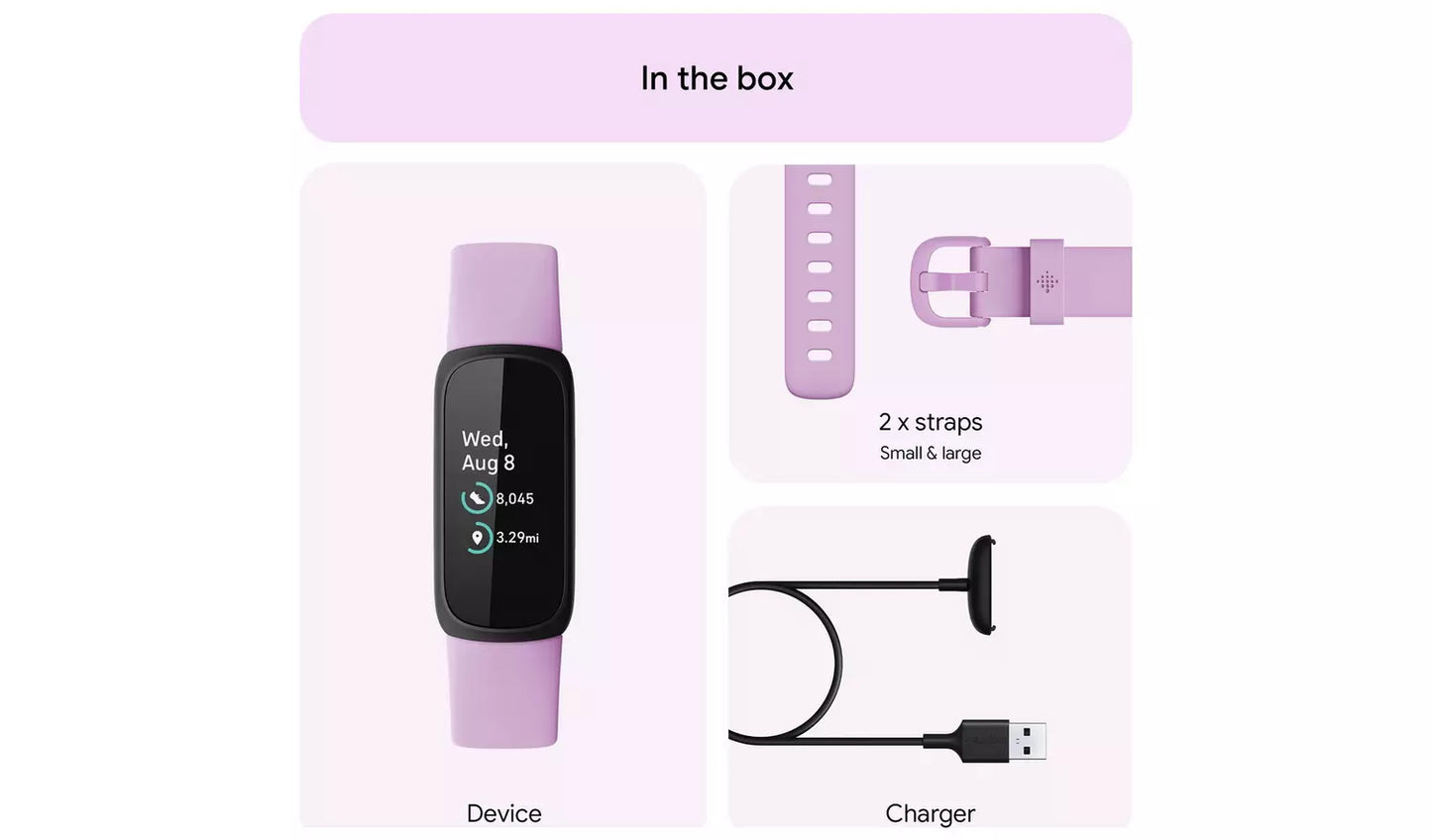 Fitbit Inspire 3 Fitness Tracker – Lilac (New) Google