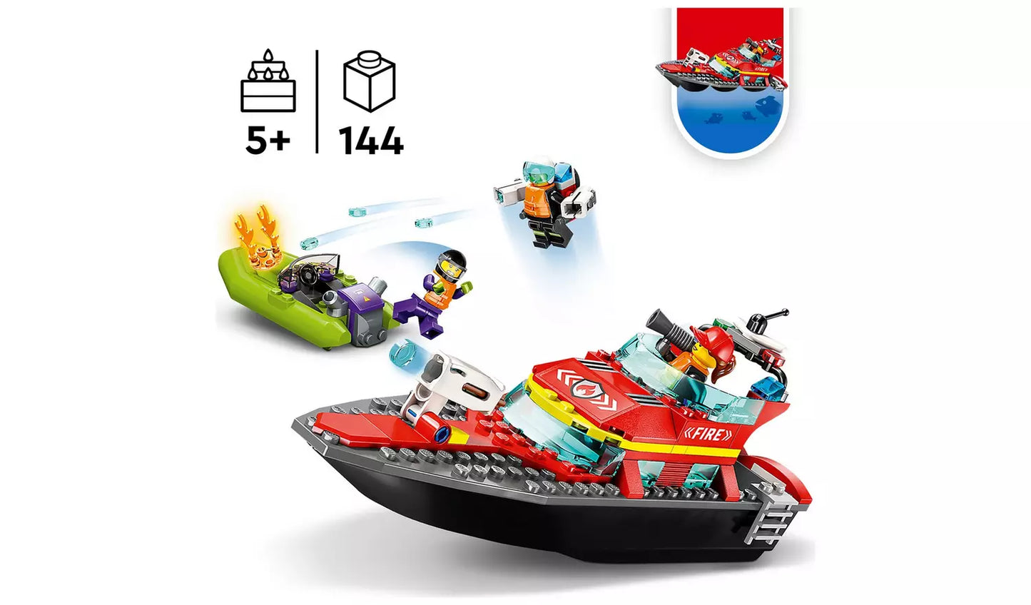 LEGO City Fire Rescue Boat Toy, Floats on Water Set | Ages 5+ | Model 60373 | New LEGO