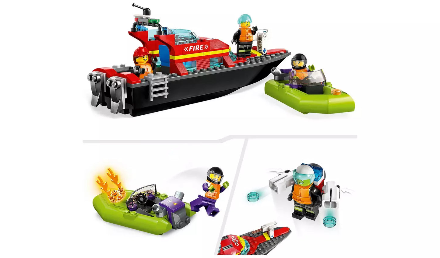 LEGO City Fire Rescue Boat Toy, Floats on Water Set | Ages 5+ | Model 60373 | New LEGO