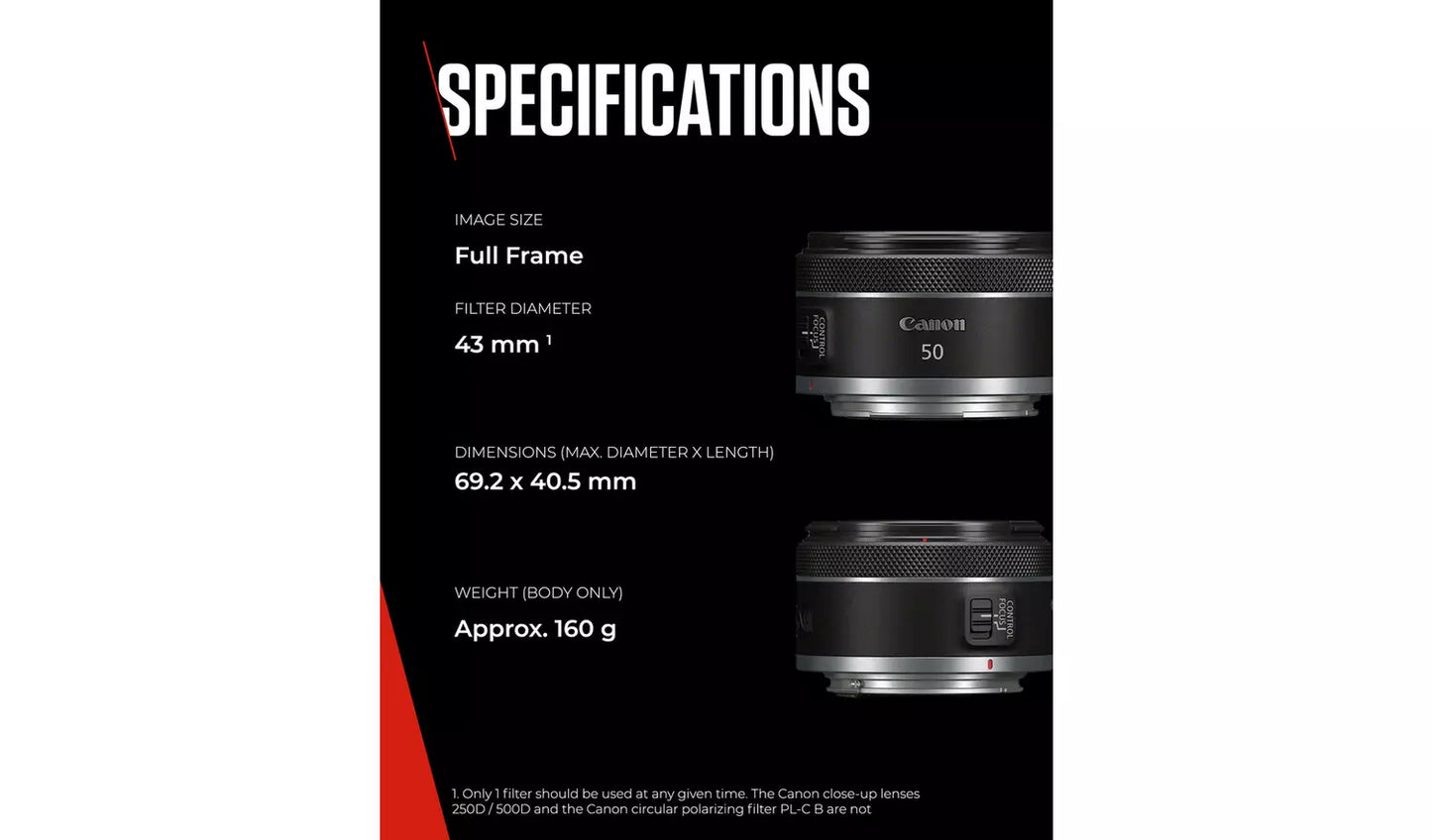 Canon RF 50mm f/1.8 STM Lens – Compact Prime Lens for RF Mount Cameras (New) Canon