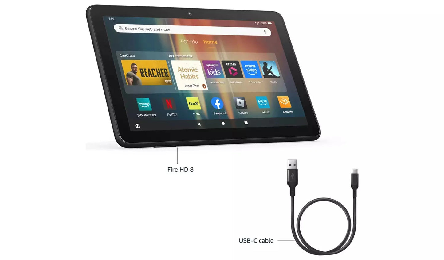 Amazon Fire HD 8 – 8" Tablet, 32GB, Wi-Fi, Black – (New) Amazon