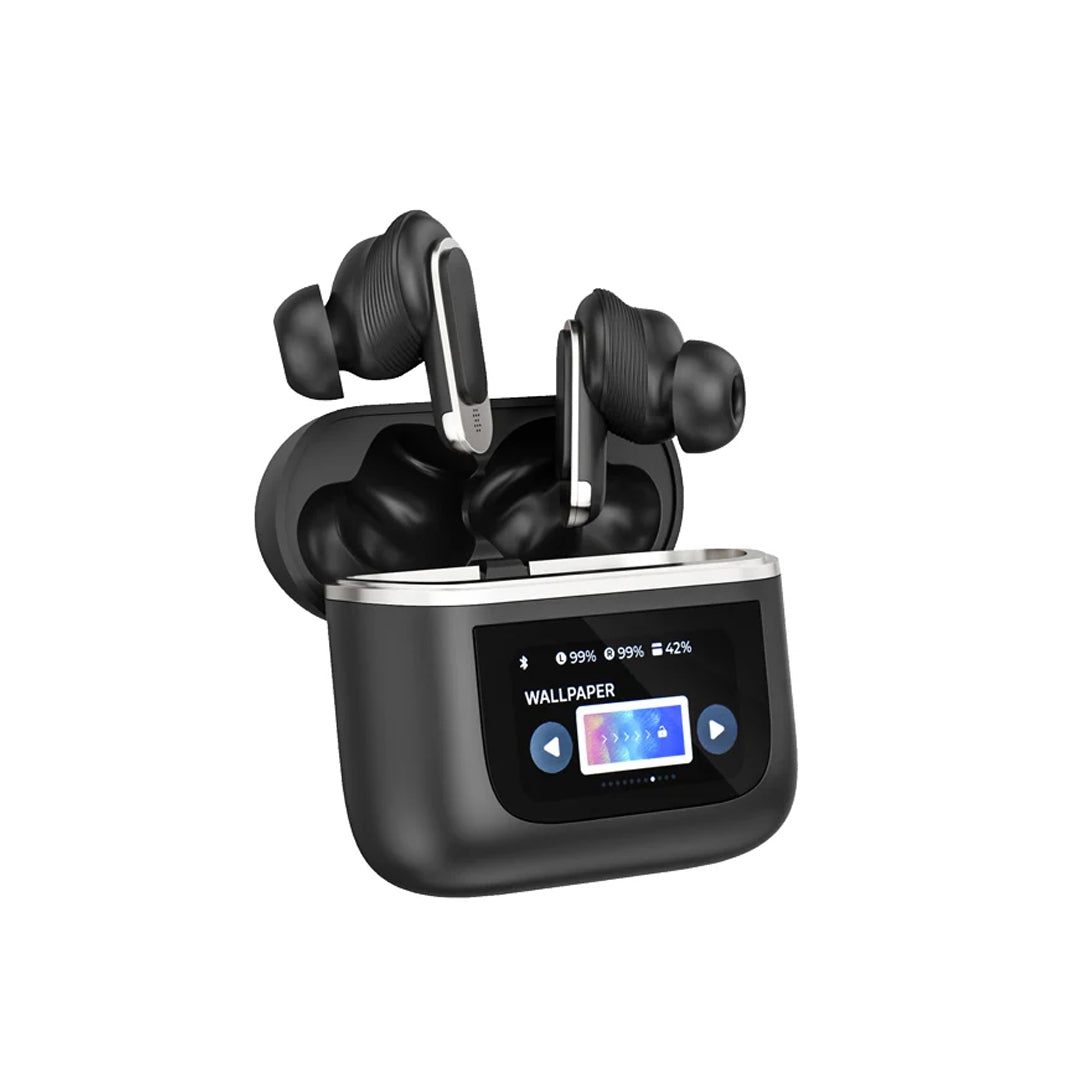Latest Wireless Smart Earbuds In Ear , Microphone Noise Cancellation with Touch Screen Case Black - New