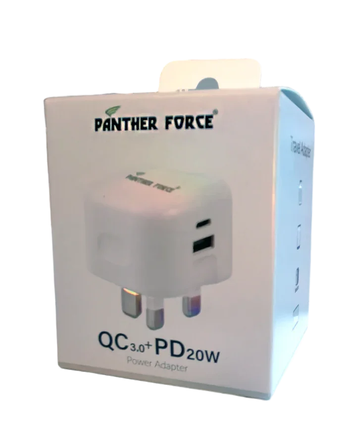 PANTHER FORCE STRAIGHT PIN 20W PLUG WITH USB-C & USB-A My Store