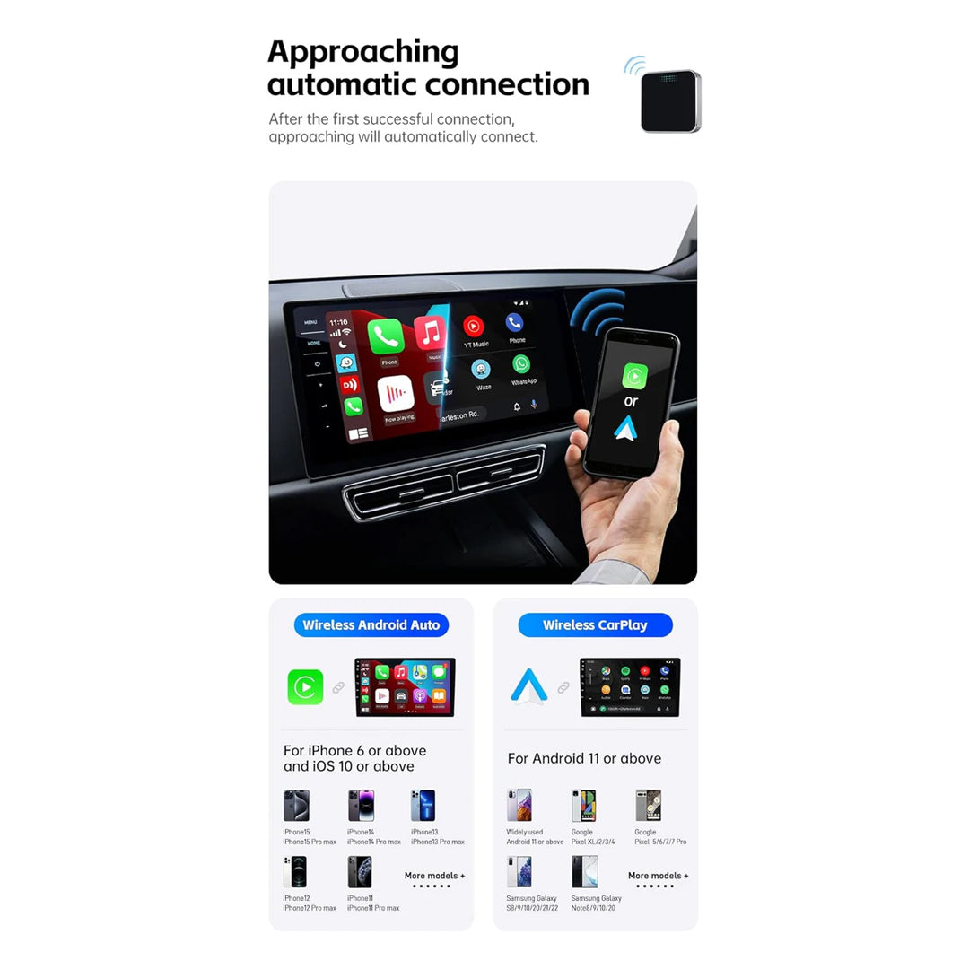 Carplay Wireless Adapter Dongle Applies To iOS/Android smartphones, wireless Car Play Dongle with USB-A and USB-C Cables Panther Force