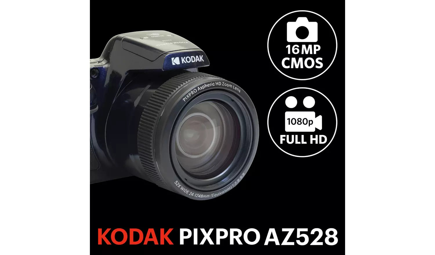 Kodak PIXPRO AZ528 16MP 52x Zoom Bridge Camera – Blue (New) KODAK