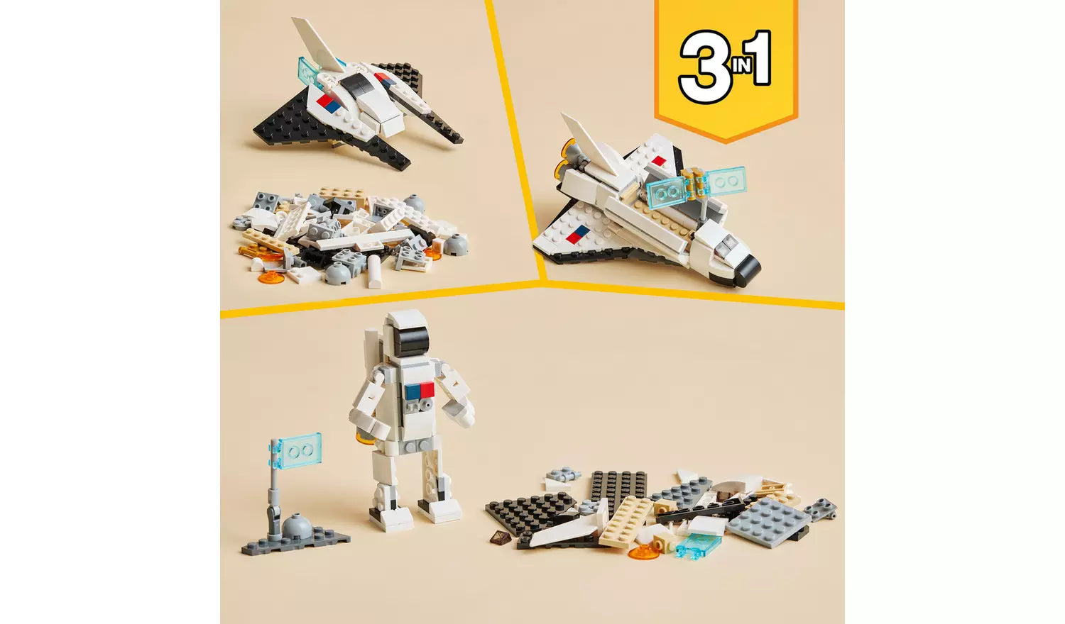 LEGO Creator 3 in 1 Space Shuttle & Spaceship Toys | Ages 6+ | Model 31134 | NEW LEGO