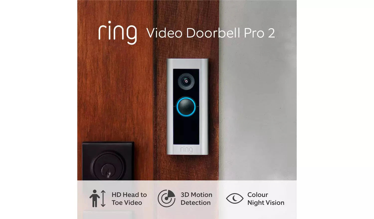 Ring Pro 2 Video Doorbell (Hardwired) – Silver Ring