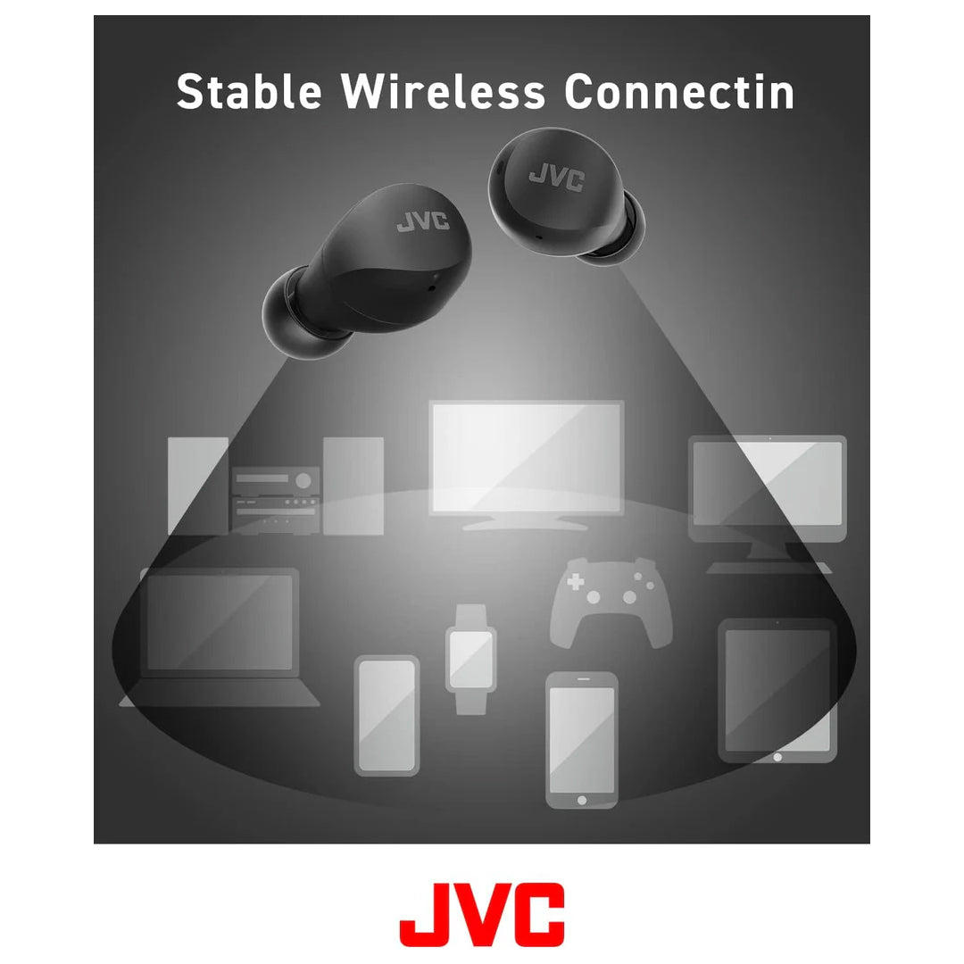 JVC Compact and Lightweight Gumy Mini True Wireless Earbuds Headphones-(IPX4) - HAA6TB (Black)