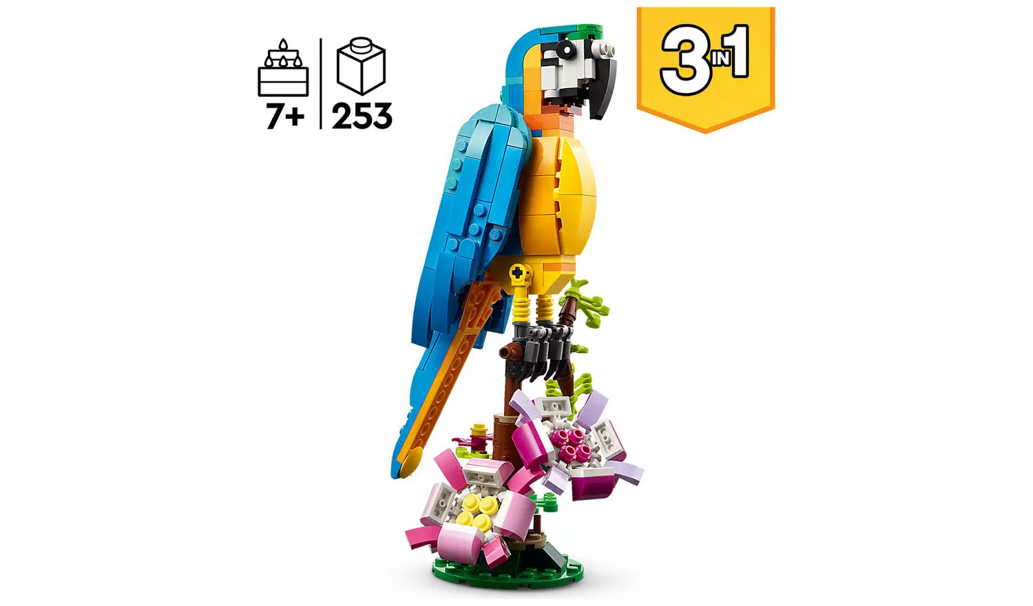 LEGO Creator 3in1 Exotic Parrot Animals Building Toy | Ages 7+ | Model 31136 | New LEGO