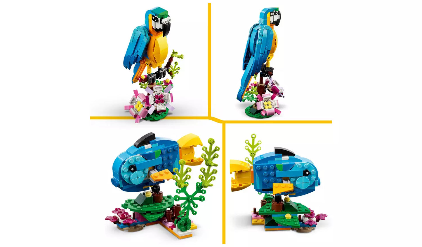 LEGO Creator 3in1 Exotic Parrot Animals Building Toy | Ages 7+ | Model 31136 | New LEGO