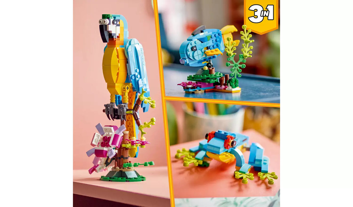 LEGO Creator 3in1 Exotic Parrot Animals Building Toy | Ages 7+ | Model 31136 | New LEGO