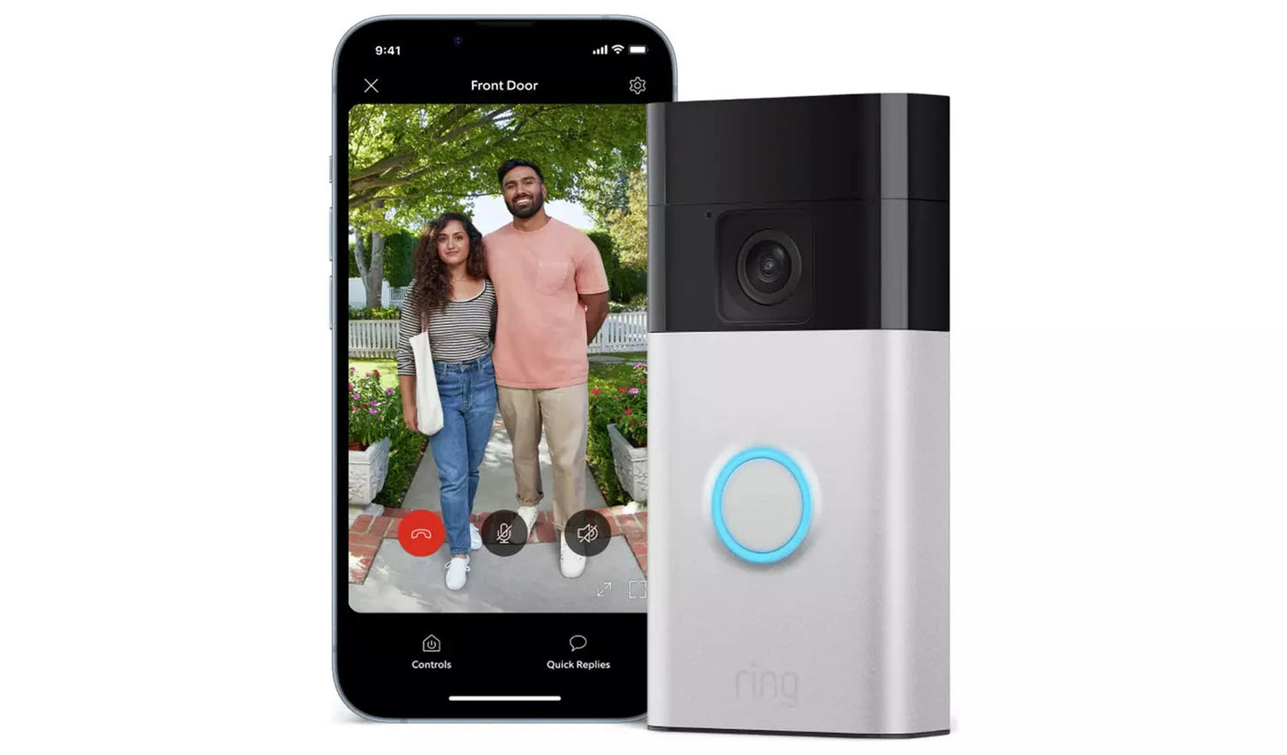 Ring Video Doorbell (Battery-Powered) – Satin Nickel Ring