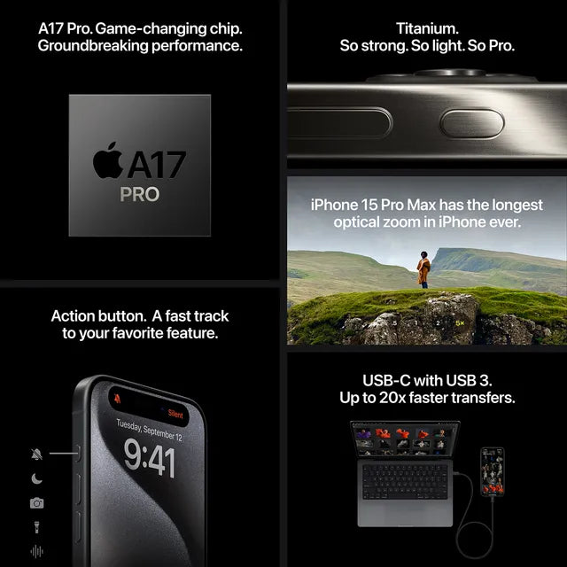 Apple iPhone 15 Pro 5G 128GB Sim Free - Black Titanium NEW
