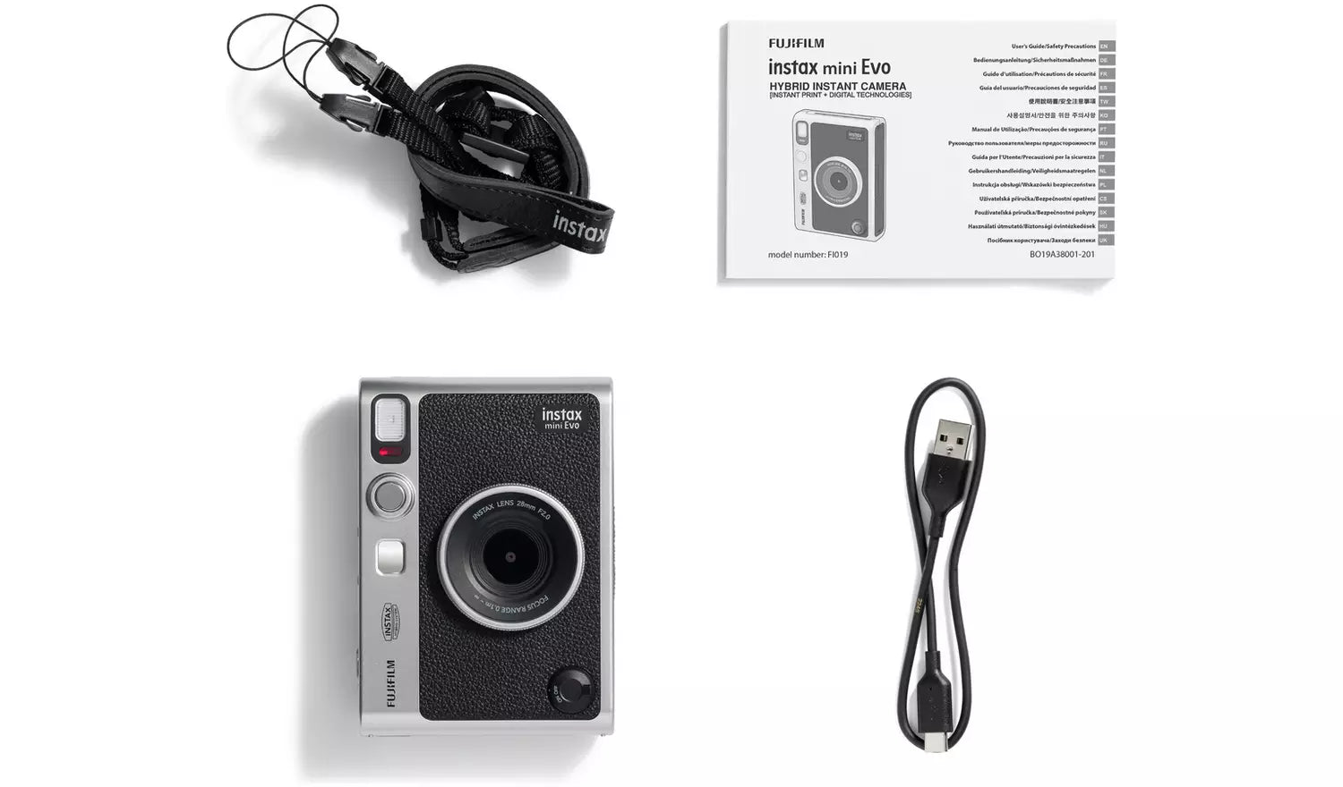 instax Mini Evo Instant Camera – Black Hybrid Digital & Instant Camera (USB-C) (New) Fujifilm
