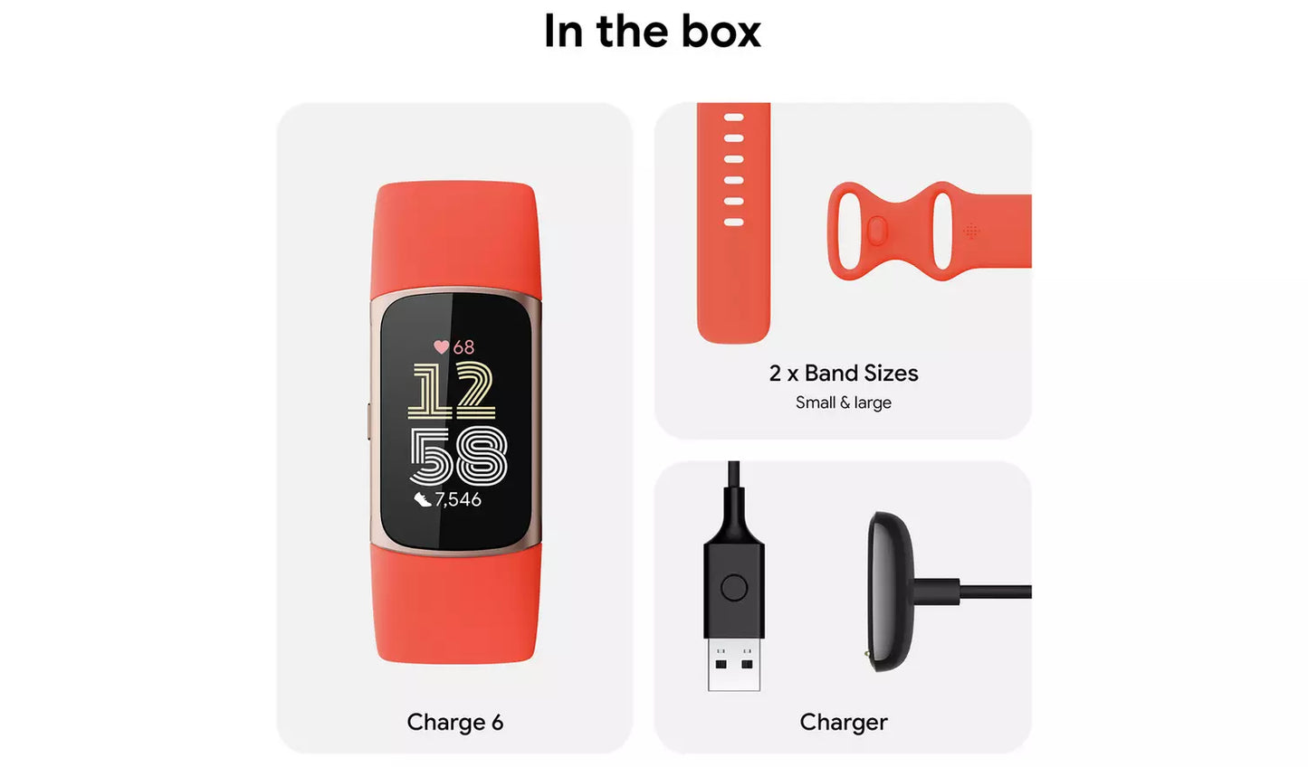 Fitbit Charge 6 Fitness Tracker – Coral (New) Google