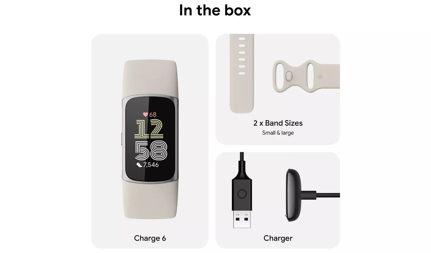 Fitbit Charge 6 Fitness Tracker – Porcelain (New) Google