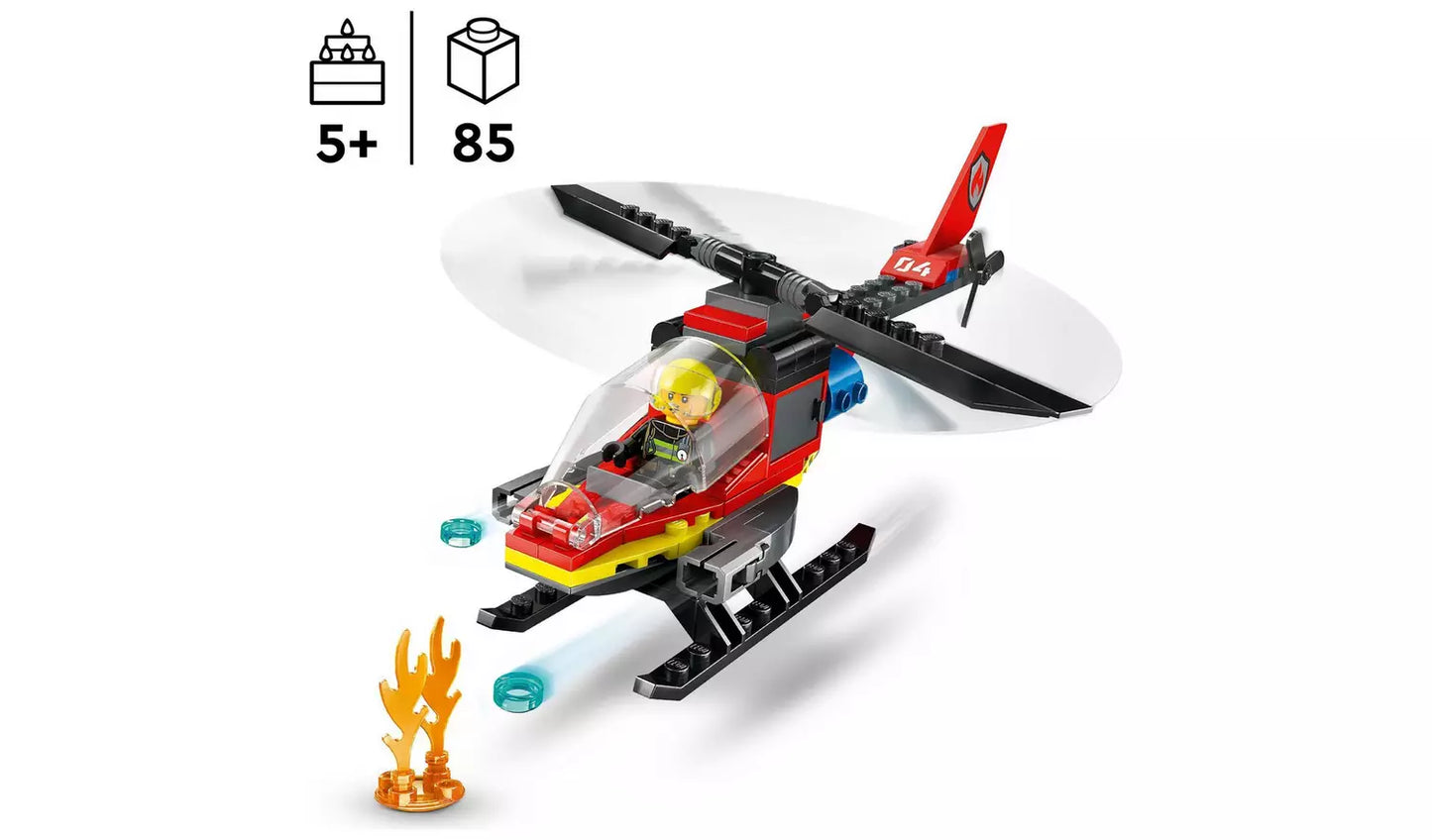 LEGO City Fire Rescue Helicopter Toy Vehicle Set | Ages 5+ | Model 60411 | New LEGO