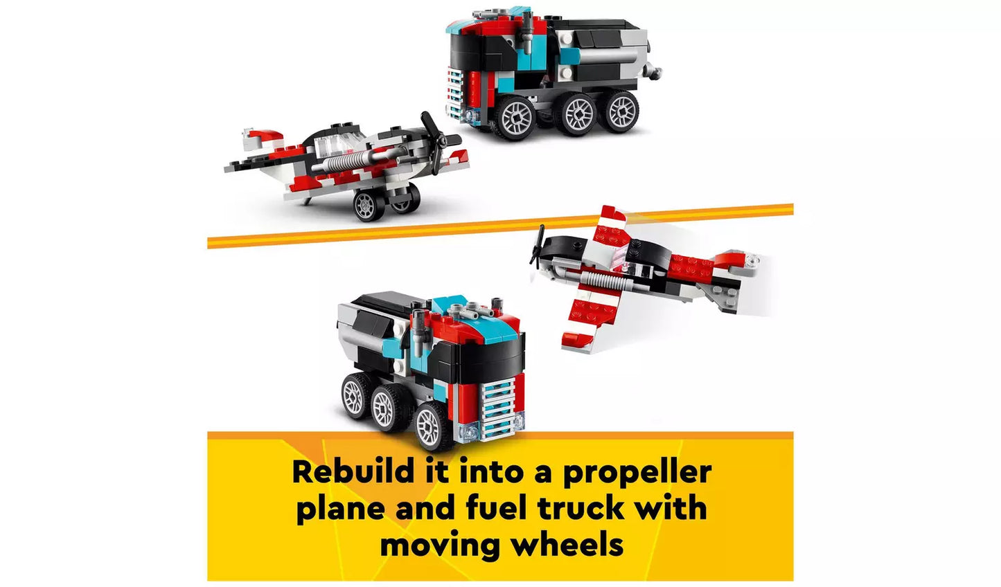 LEGO Creator 3in1 Flatbed Truck with Helicopter Toy | Ages 7+ | Model 31146 | New LEGO