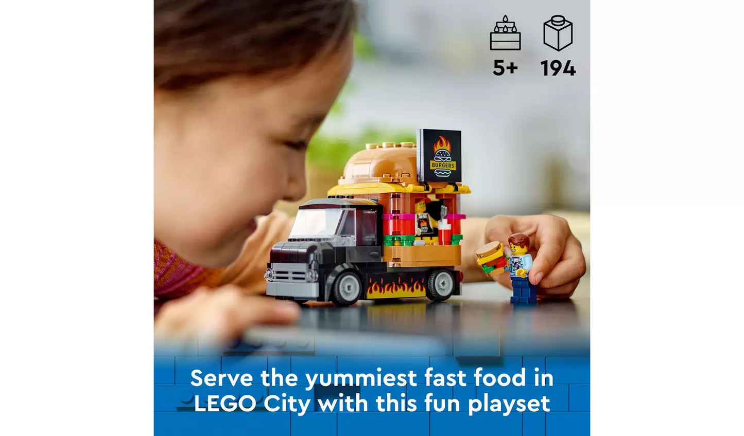 LEGO City Burger Van Food Truck Vehicle Toy Set | Ages 5+ | Model 60404 | New LEGO