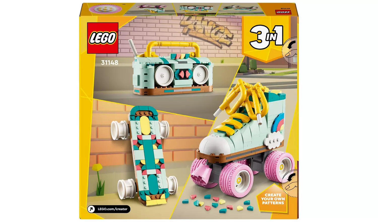 LEGO Creator 3in1 Retro Roller Skate & Toy Skateboard Building Set | Ages 8+ | Model 31148 | New LEGO
