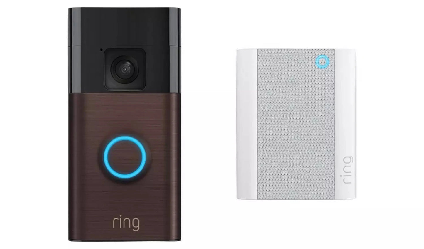 Ring Video Doorbell (Battery-Powered) with Chime – Venetian Bronze Ring