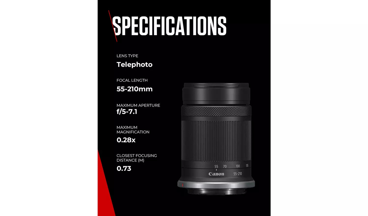 Canon RF-S 55-210mm f/5-7.1 IS STM Telephoto Zoom Lens – RF Mount (New) Canon