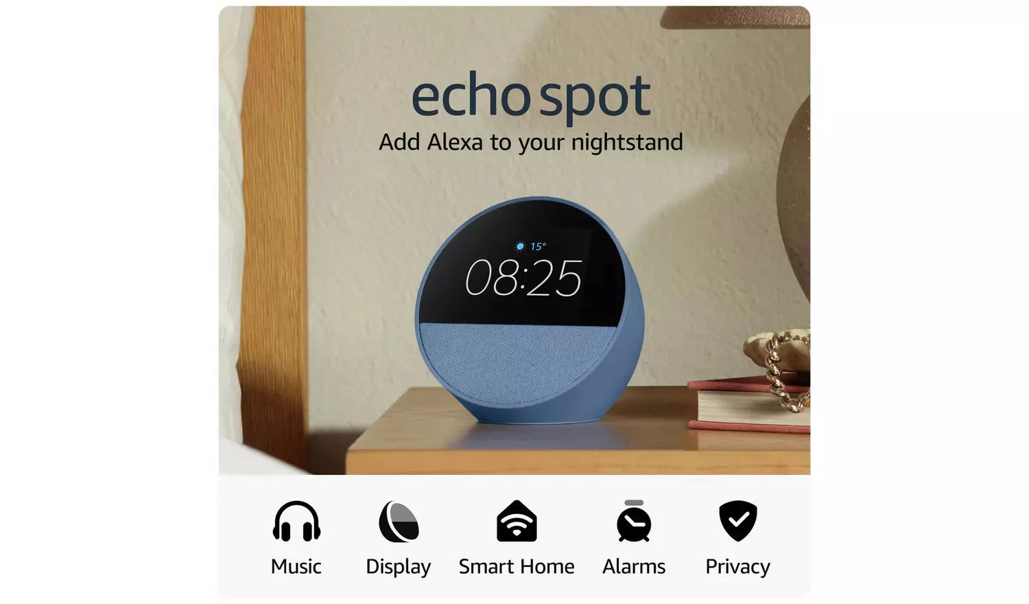 Amazon Echo Spot Smart Alarm Clock with Alexa – Blue (New) - Funkifone