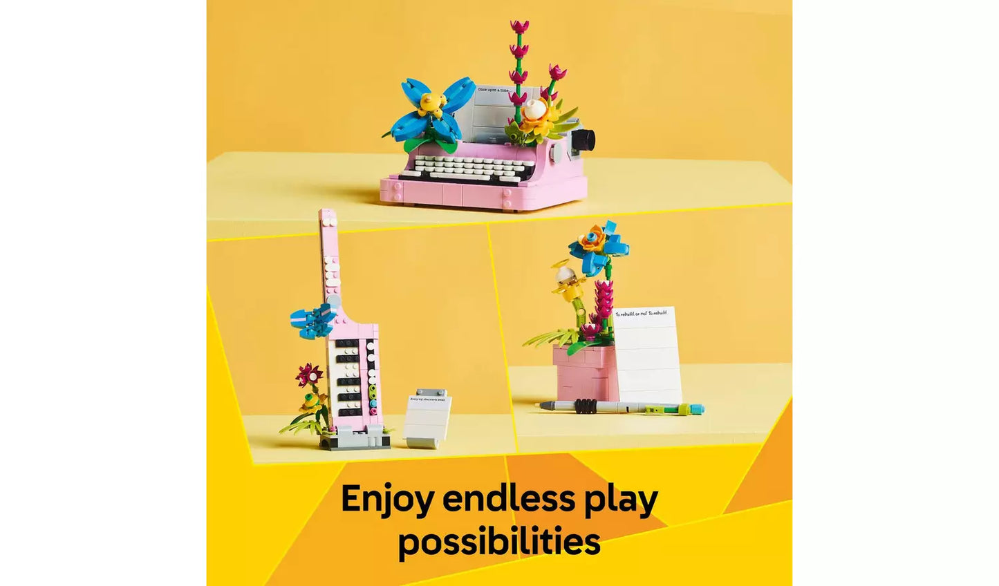LEGO Creator 3in1 Typewriter with Flowers Toy Set | Ages 8+ | Model 31169 | New LEGO