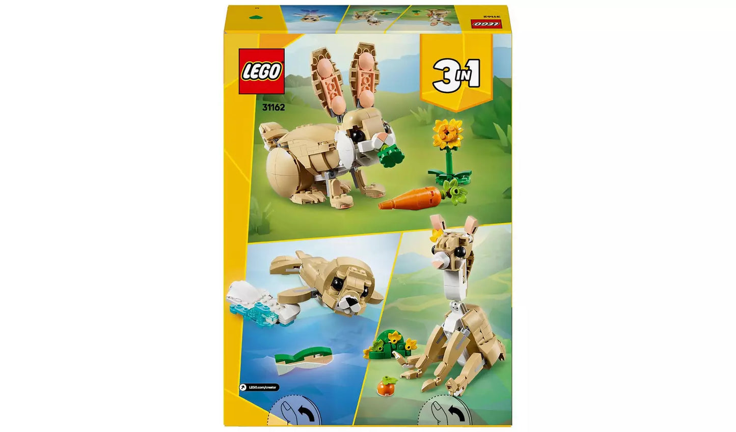 LEGO Creator 3in1 Cute Bunny Toy – Model 31162 | Ages 8+ | 326 Pieces | New LEGO