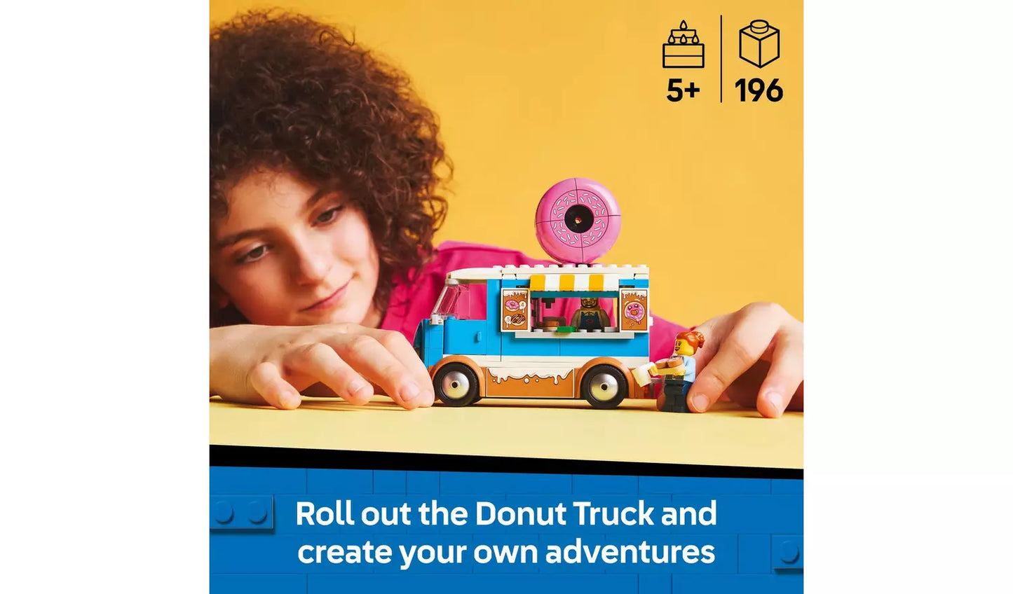 LEGO City Doughnut Truck Toy with 2 Minifigures | Ages 5+ | Model 60452 | New LEGO