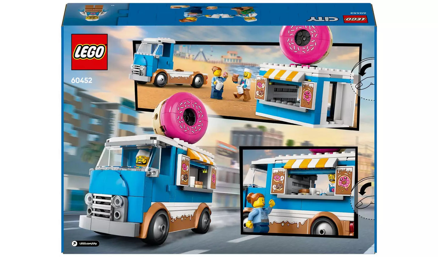 LEGO City Doughnut Truck Toy with 2 Minifigures | Ages 5+ | Model 60452 | New LEGO
