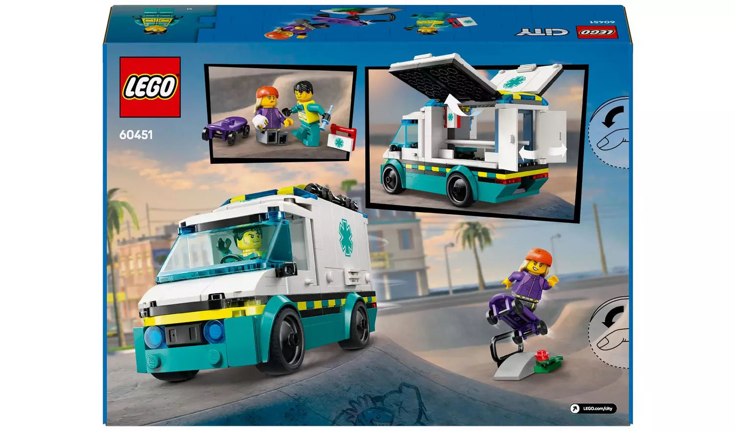 LEGO City Emergency Ambulance Toy Set with Minifigures | Ages 5+ | Model 60451 | New LEGO