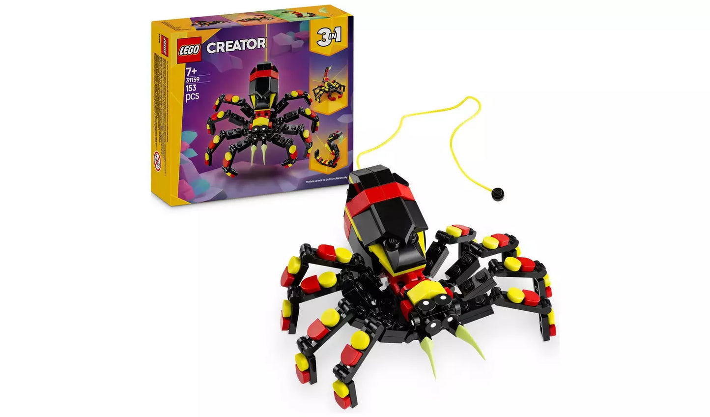 LEGO Creator 3in1 Wild Animals: Surprising Spider Toy | Ages 7+ | Model 31159 | New LEGO