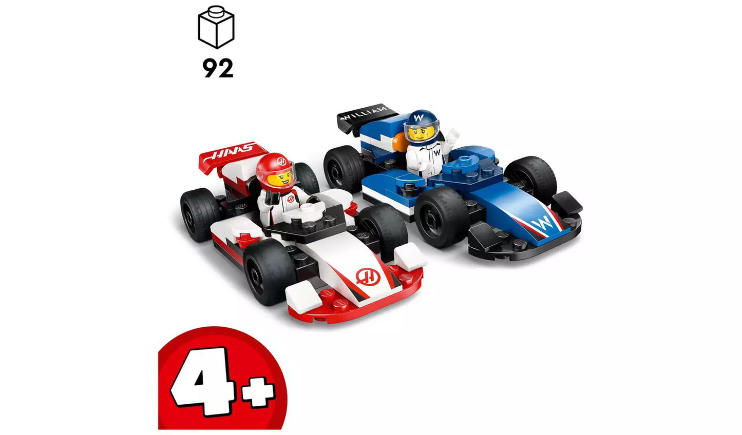 LEGO City F1 Williams Racing & Haas F1 Race Cars Toy Set | Ages 4+ | Model 60464 | New LEGO