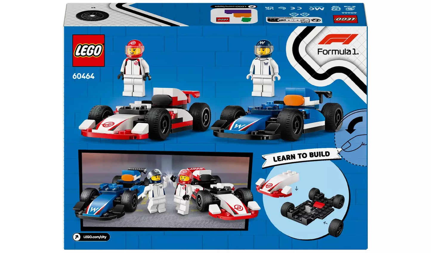 LEGO City F1 Williams Racing & Haas F1 Race Cars Toy Set | Ages 4+ | Model 60464 | New LEGO