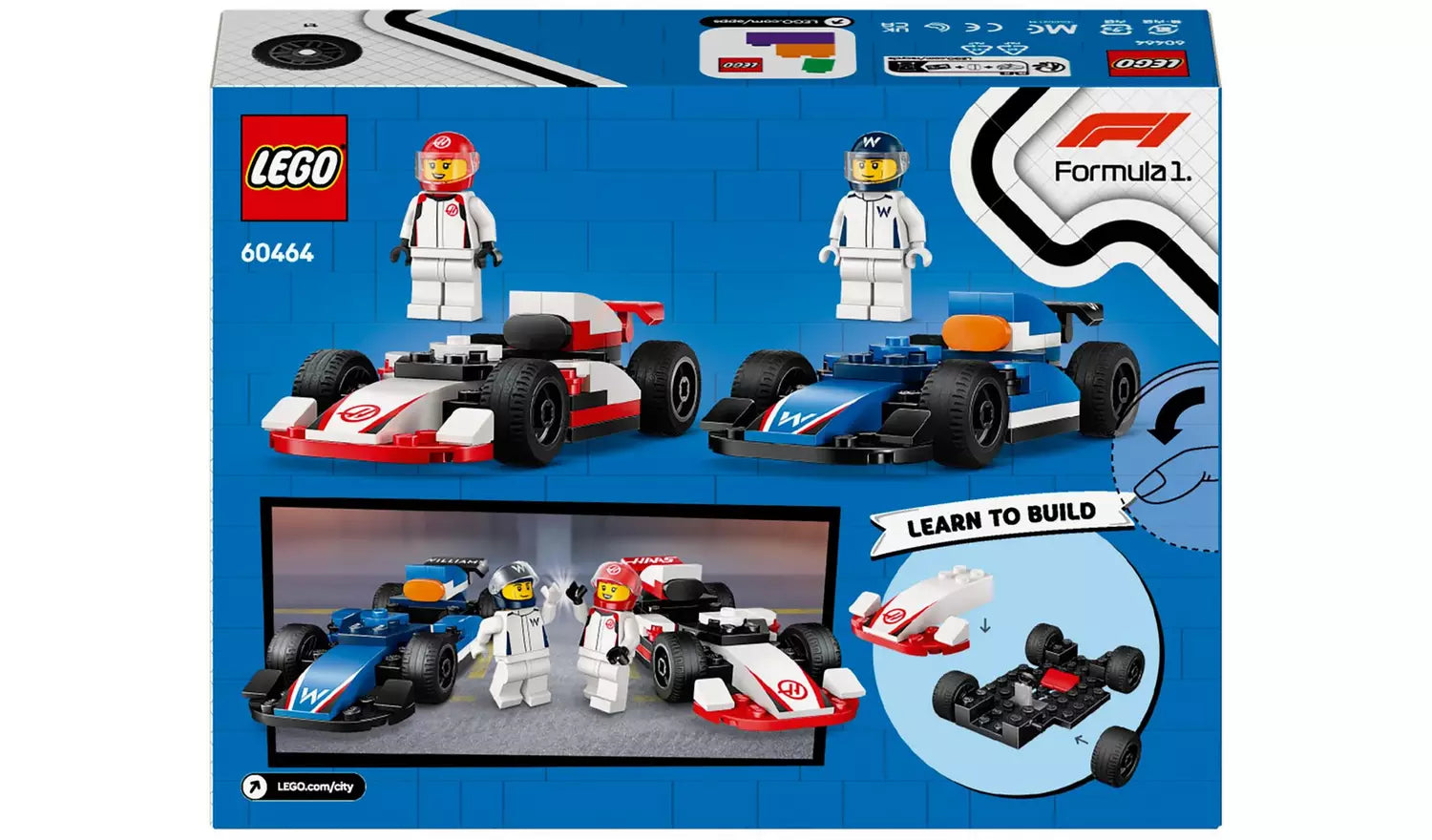 LEGO City F1 Williams Racing & Haas F1 Race Cars Toy Set | Ages 4+ | Model 60464 | New LEGO