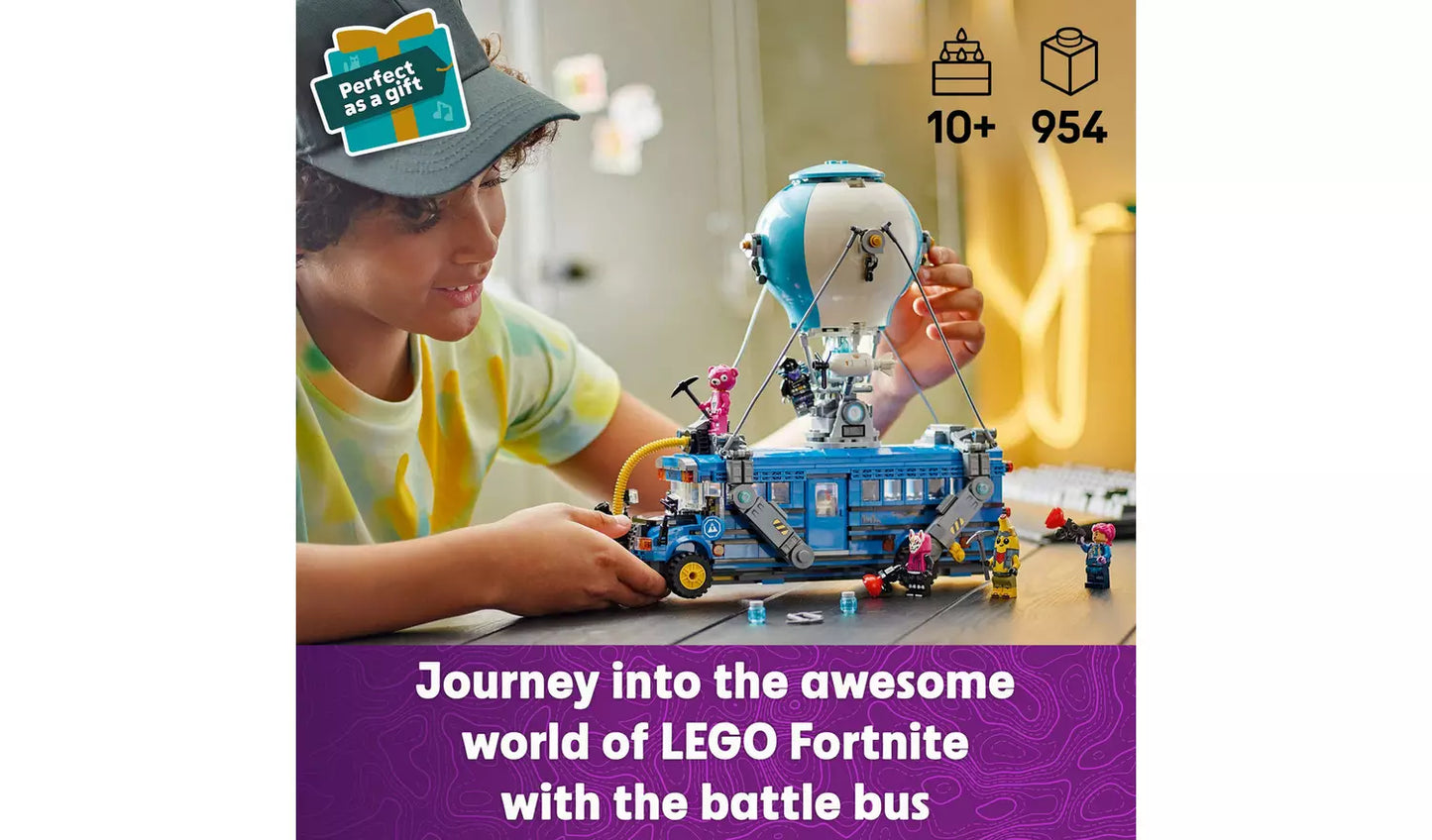 LEGO Fortnite Battle Bus Toy Set with 9 Characters | Ages 10+ | Model 77073 | 954 Pieces | New LEGO