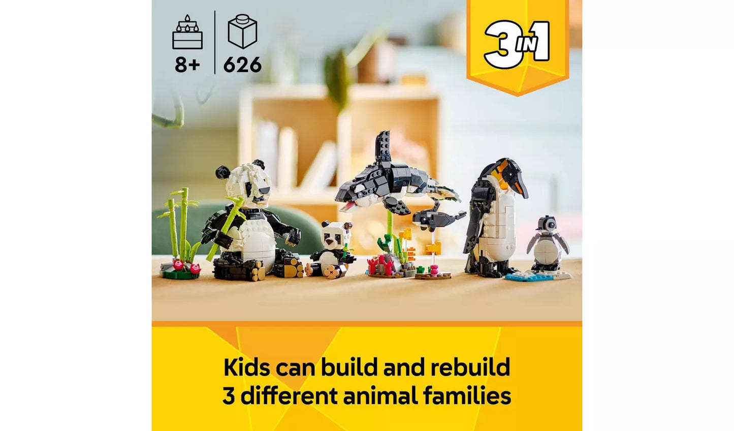 LEGO Creator 3in1 Wild Animals: Panda Family Toy Set | Ages 8+ | Model 31165 | New LEGO