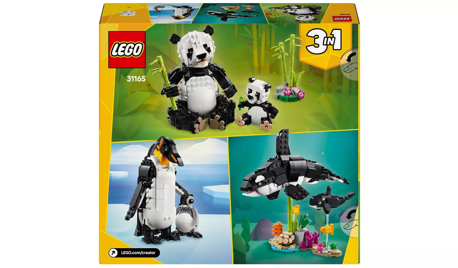 LEGO Creator 3in1 Wild Animals: Panda Family Toy Set | Ages 8+ | Model 31165 | New LEGO