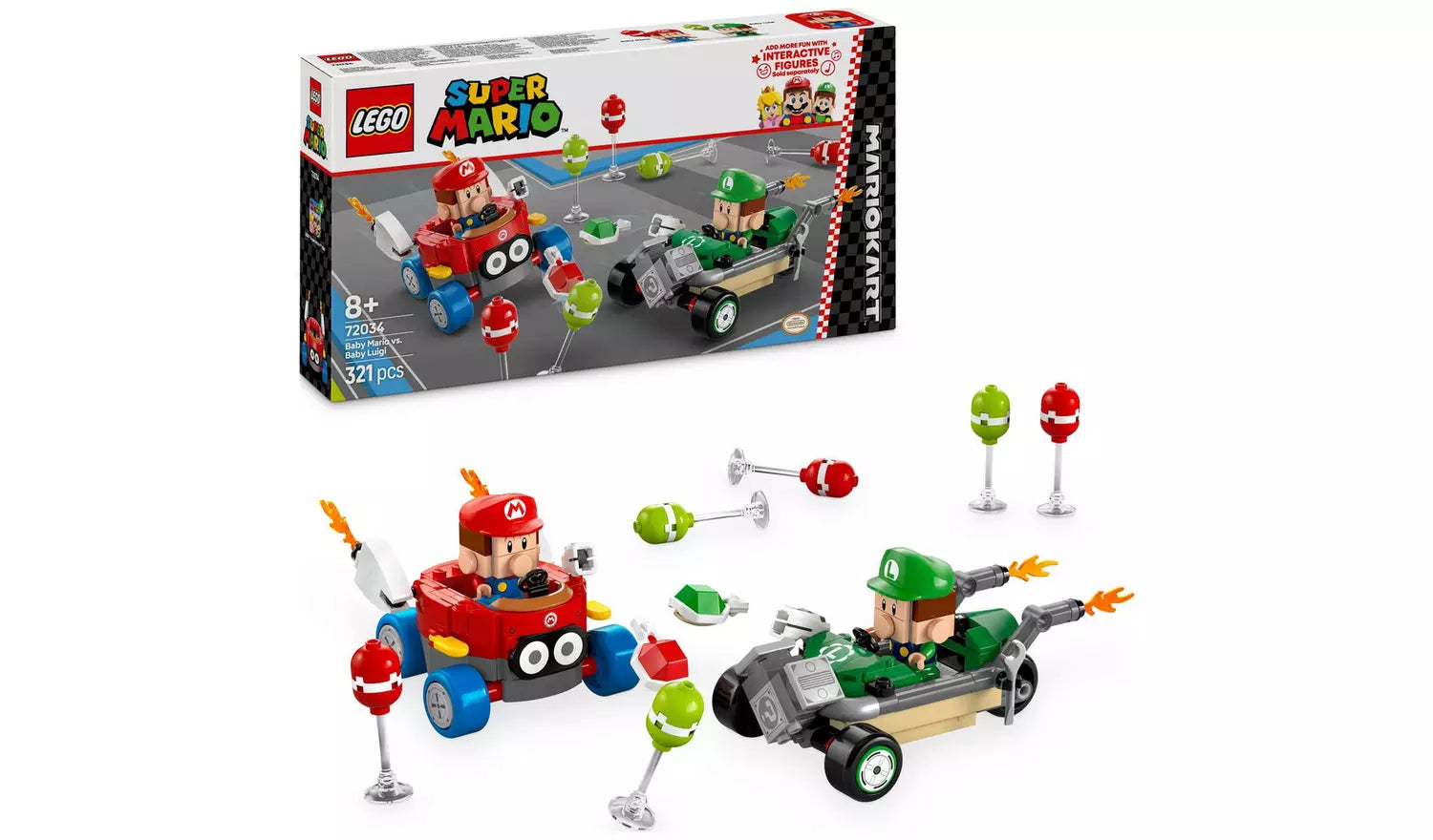 LEGO Super Mario Kart Baby Mario vs. Baby Luigi Toy Playset | Ages 8+ | Model 72034 | New LEGO