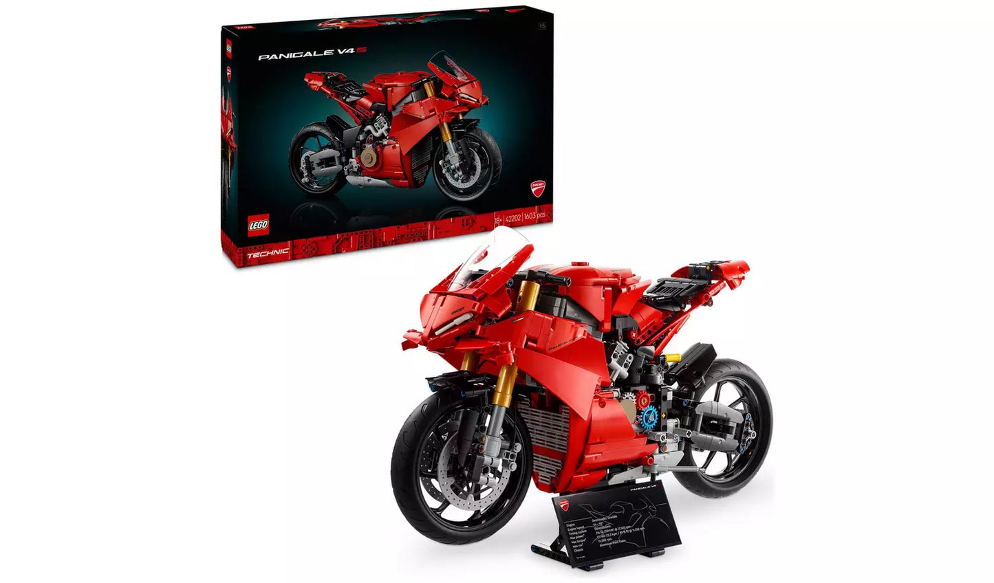 LEGO Technic Ducati Panigale V4 S Motorcycle Model Set | Ages 18+ | Model 42202 | NEW LEGO
