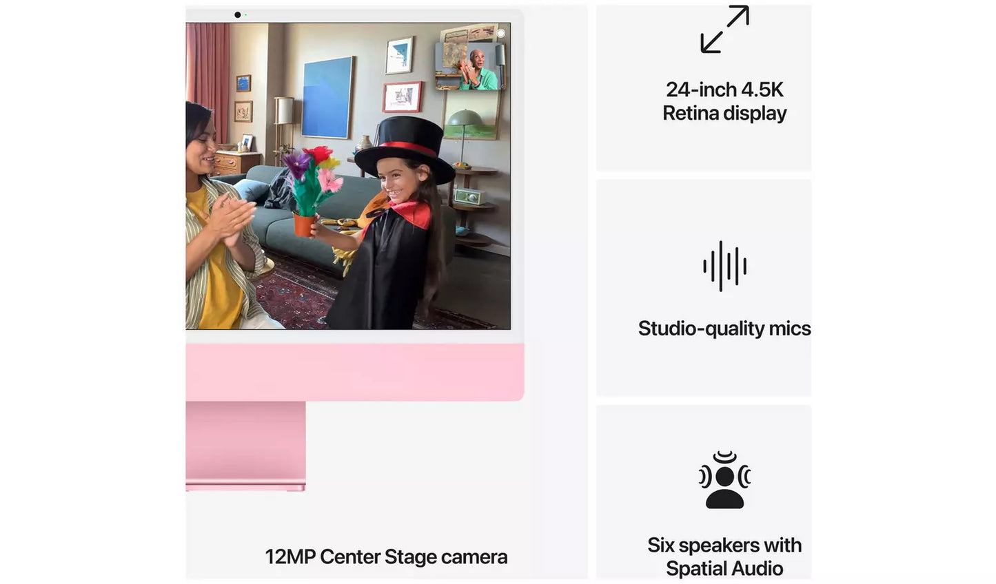 Apple iMac 24″ (2024) M4 10 Core All‑in‑One – 16GB, 256GB, Pink (New) Apple