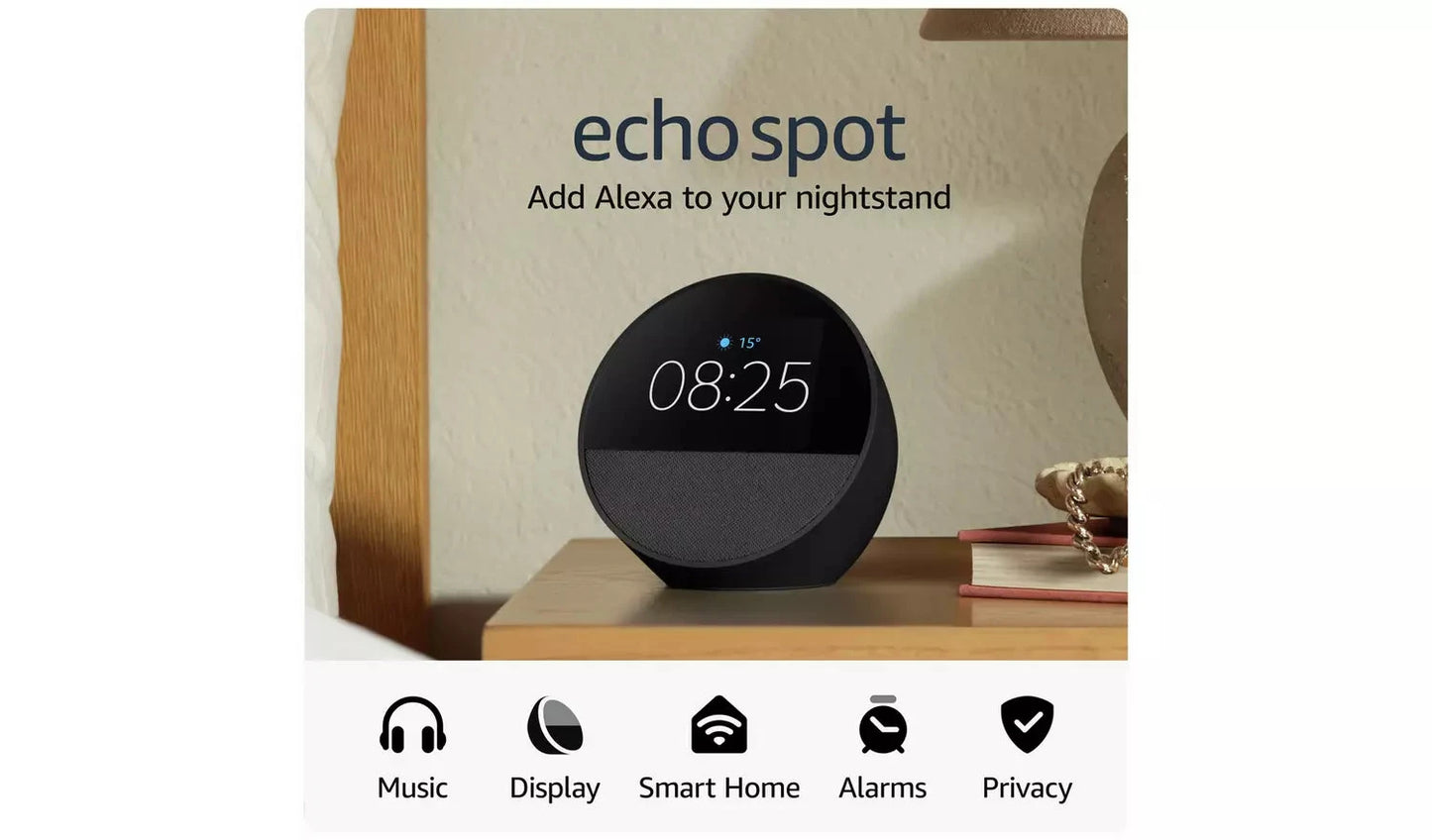Amazon Echo Spot Smart Alarm Clock with Alexa – Blue (New) - Funkifone