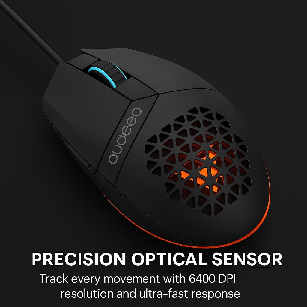 Audeeo Light-Up Wired Gaming Mouse – RGB Precision Performance Black (New) Audeeo