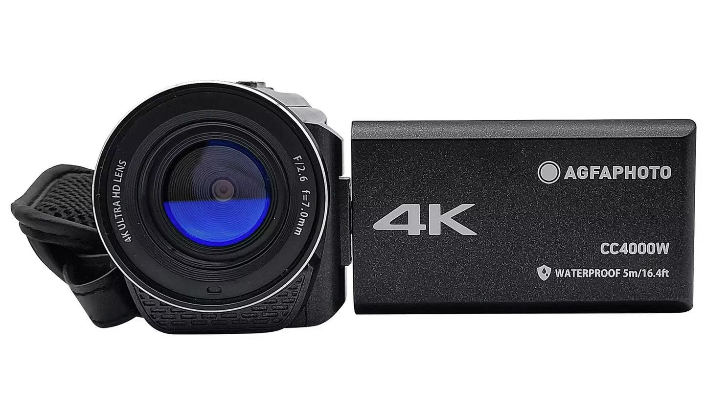 AgfaPhoto Realimove CC4000W 4K Waterproof Camcorder – Black (New) AGFA