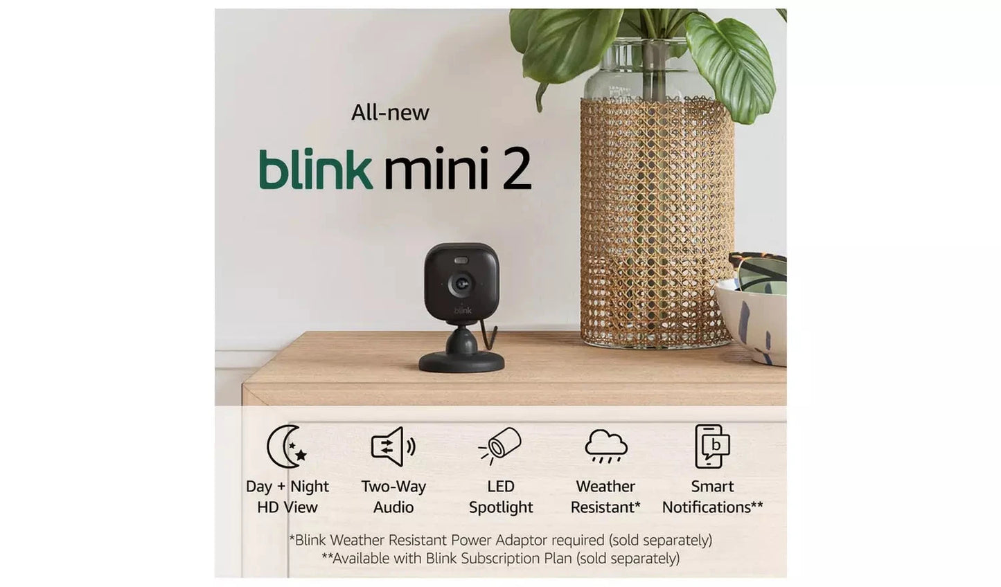 Blink Mini 2 Smart Security Camera + Weather-Resistant Adapter Blink