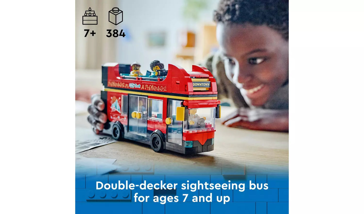 LEGO City Red Double-Decker Sightseeing Bus Toy Set | Ages 7+ | Model 60407 | 384 Pieces | New LEGO