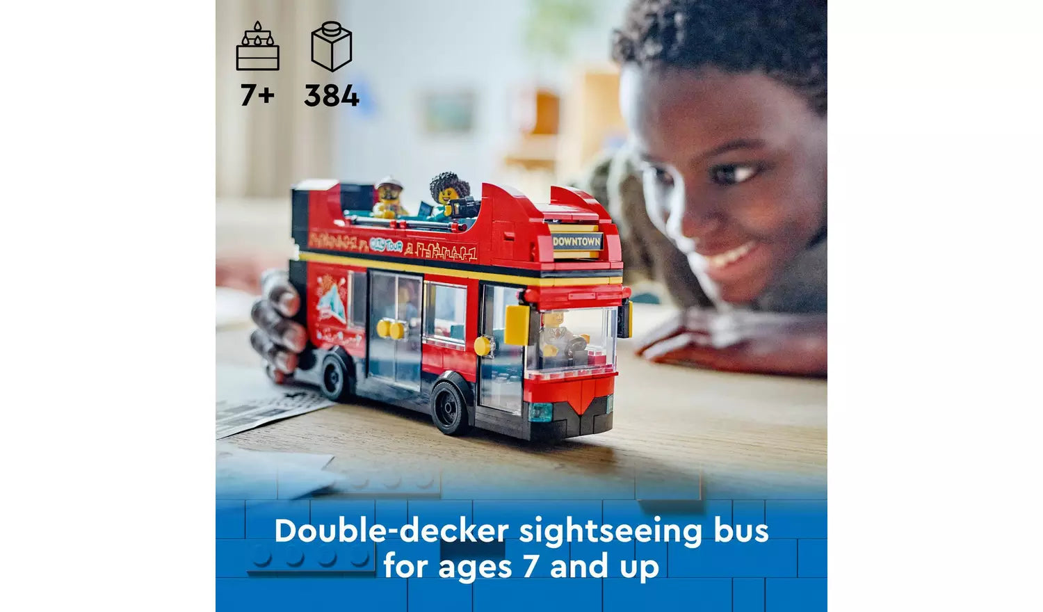 LEGO City Red Double-Decker Sightseeing Bus Toy Set | Ages 7+ | Model 60407 | 384 Pieces | New LEGO